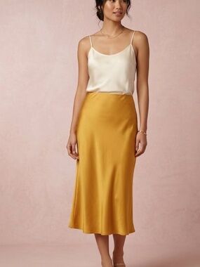 NWOT! Anthropologie Women's Medium Minimalist Satin Bias Slip Skirt M